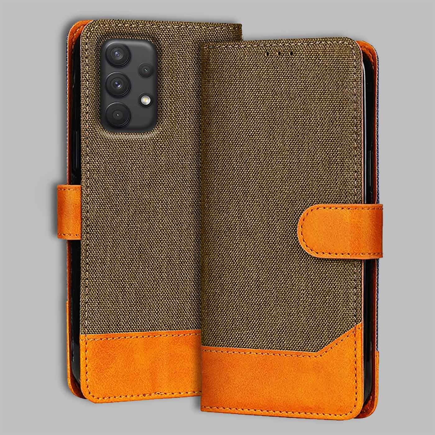 Accesorios Samsung A32 4G denim flip cover – Dark Brown – Image 1 #color_dark b