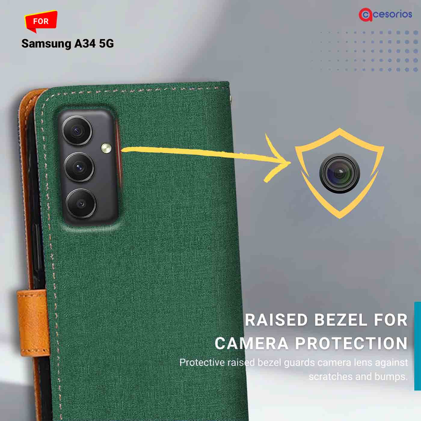 Canvas & Suede back panel — Samsung A34 5G in Green mobile case