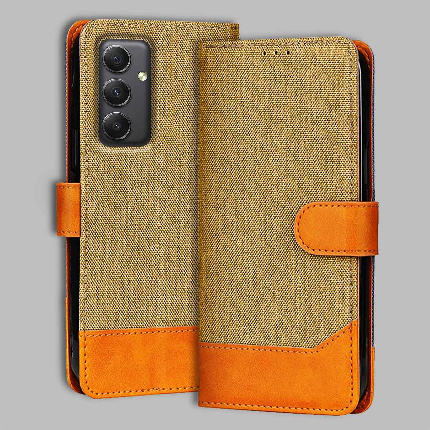 Accesorios Samsung A34 5G denim flip cover – Light Brown – Image 1 #color_light b