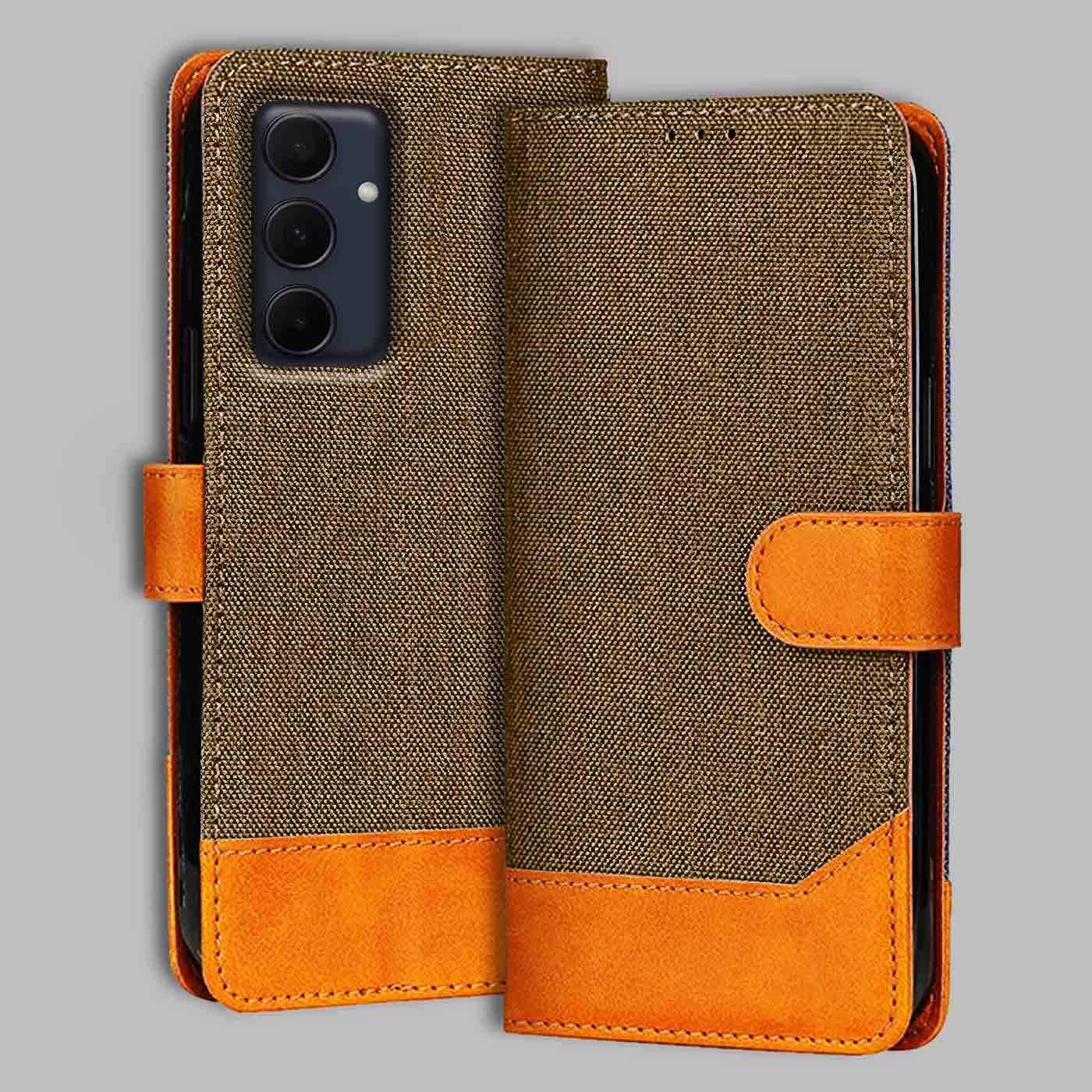 Accesorios Samsung A35 5G denim flip cover – Dark Brown – Image 1 #color_dark b