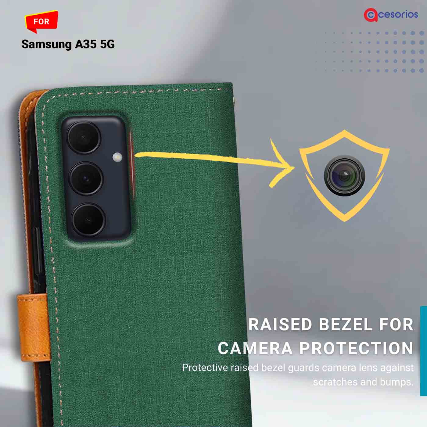 Canvas & Suede back panel — Samsung A35 5G in Green mobile case