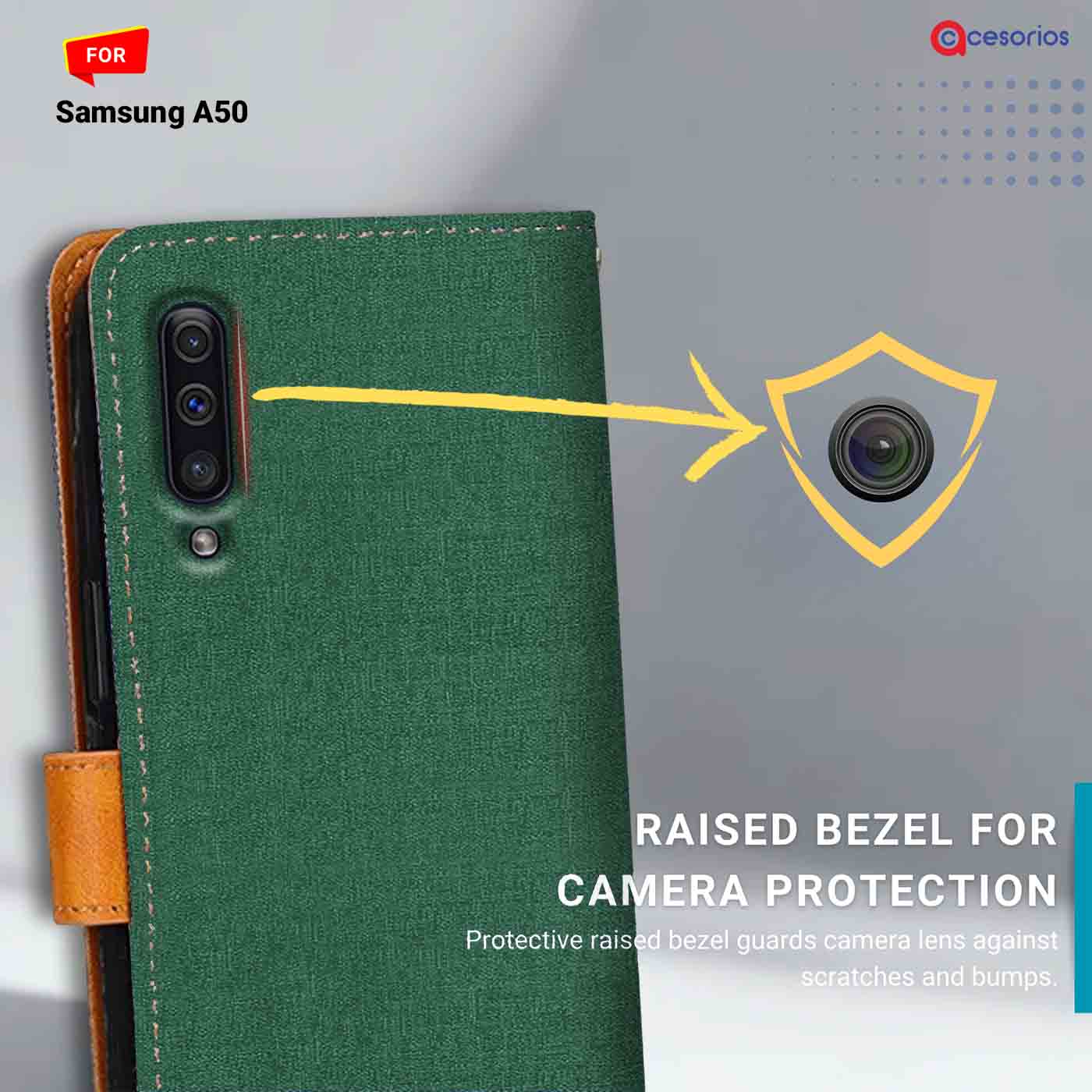 Canvas & Suede back panel — Samsung A50 in Green mobile case