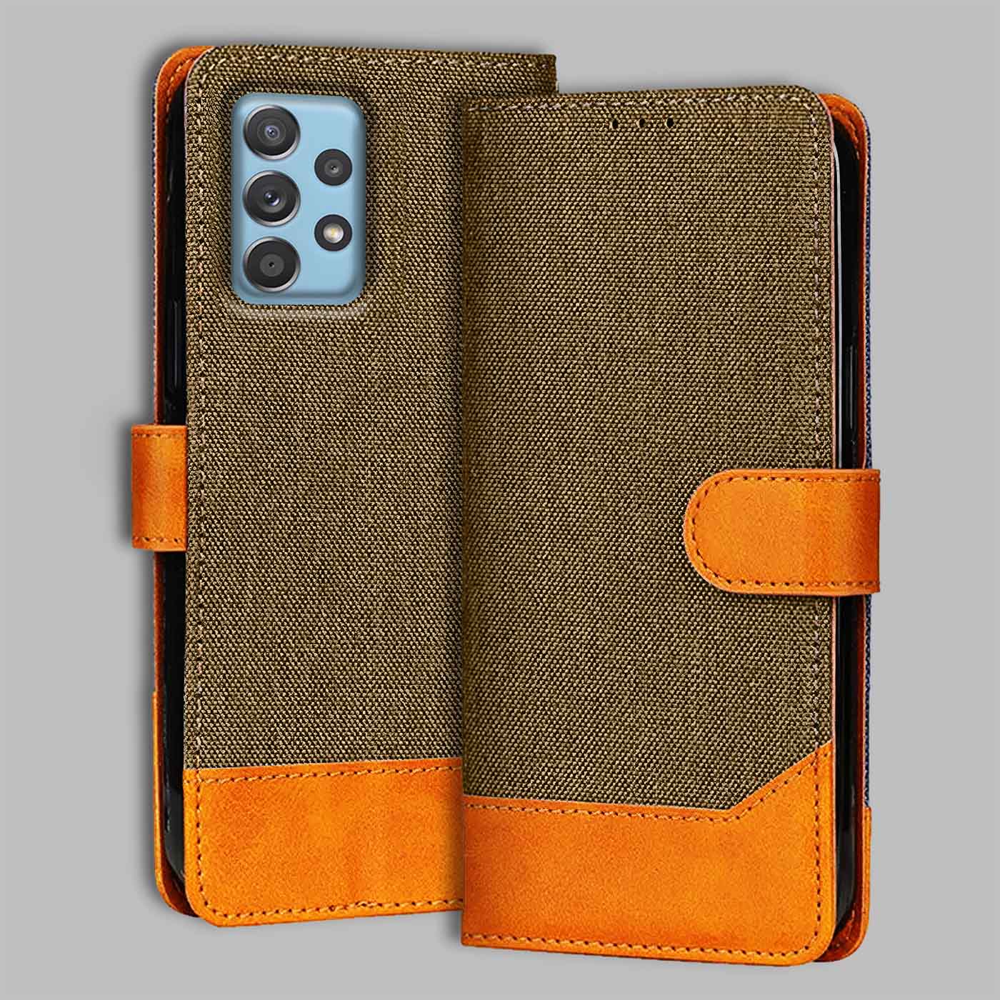 Accesorios Samsung A52 denim flip cover – Dark Brown – Image 1 #color_dark b