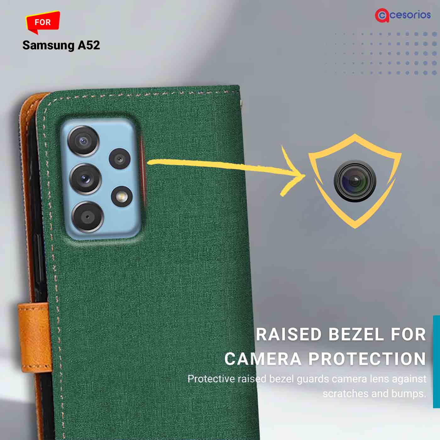 Canvas & Suede back panel — Samsung A52 in Green mobile case