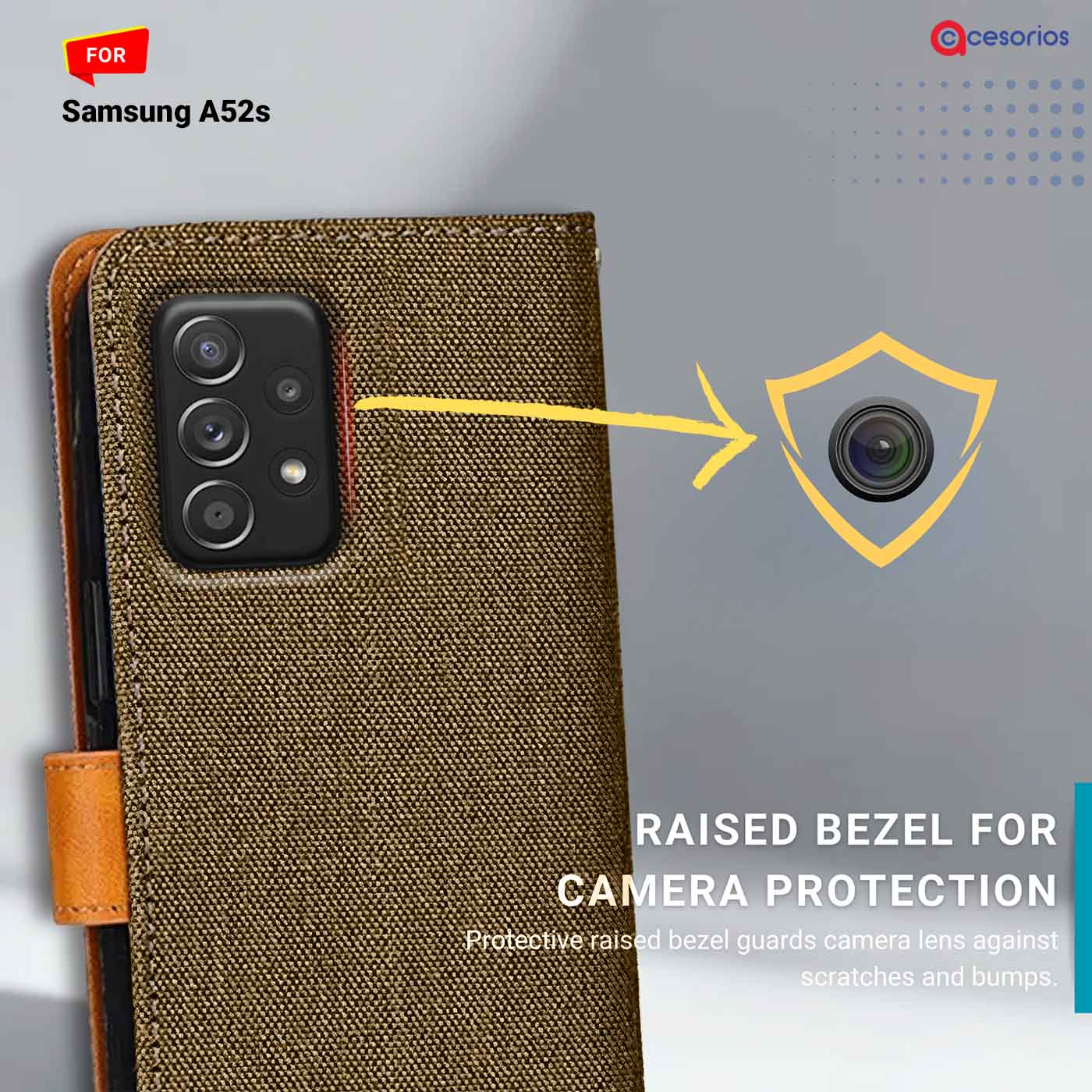 Accesorios Samsung A52S denim flip cover – Dark Brown – Image 2 #color_dark b