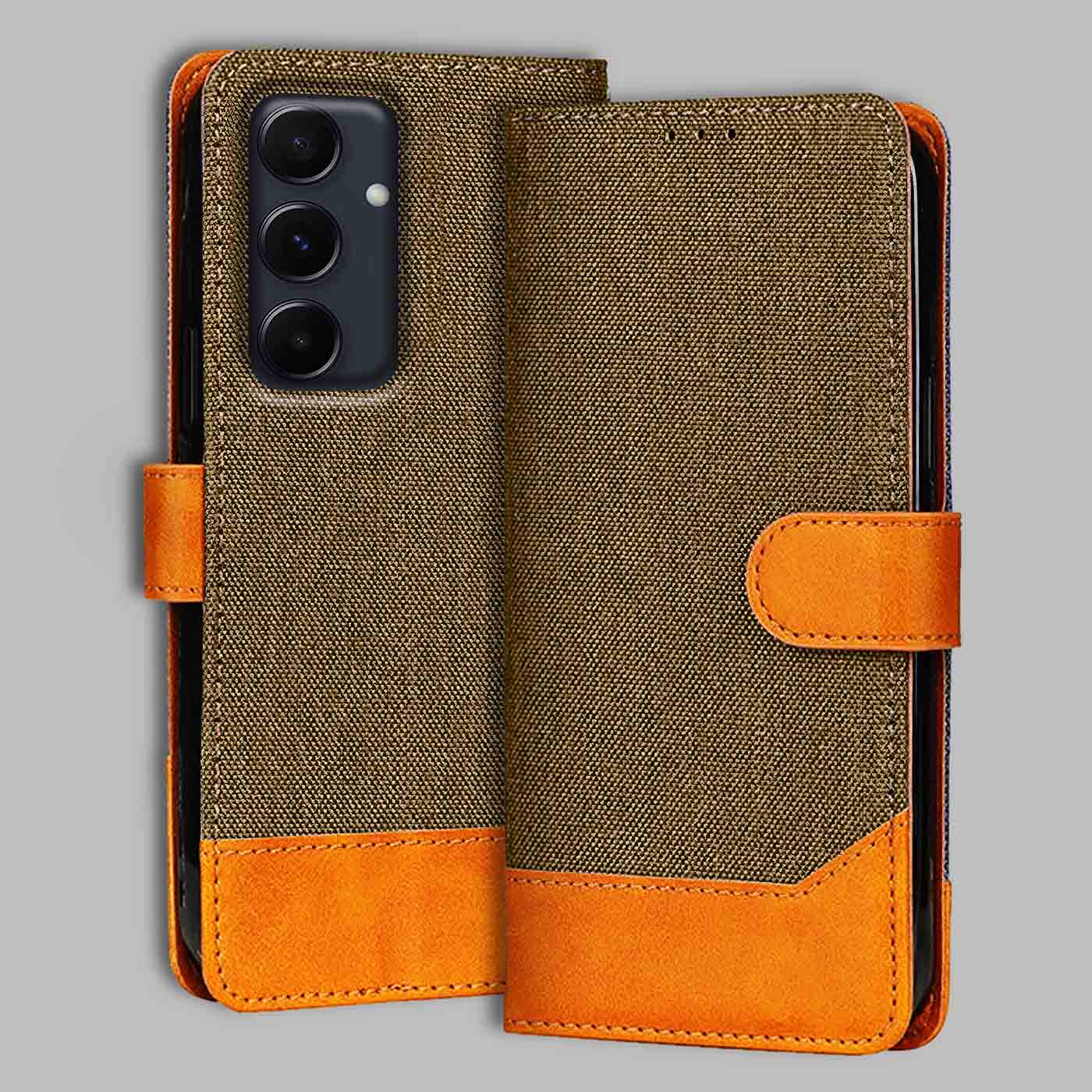 Accesorios Samsung A55 5G denim flip cover – Dark Brown – Image 1 #color_dark b