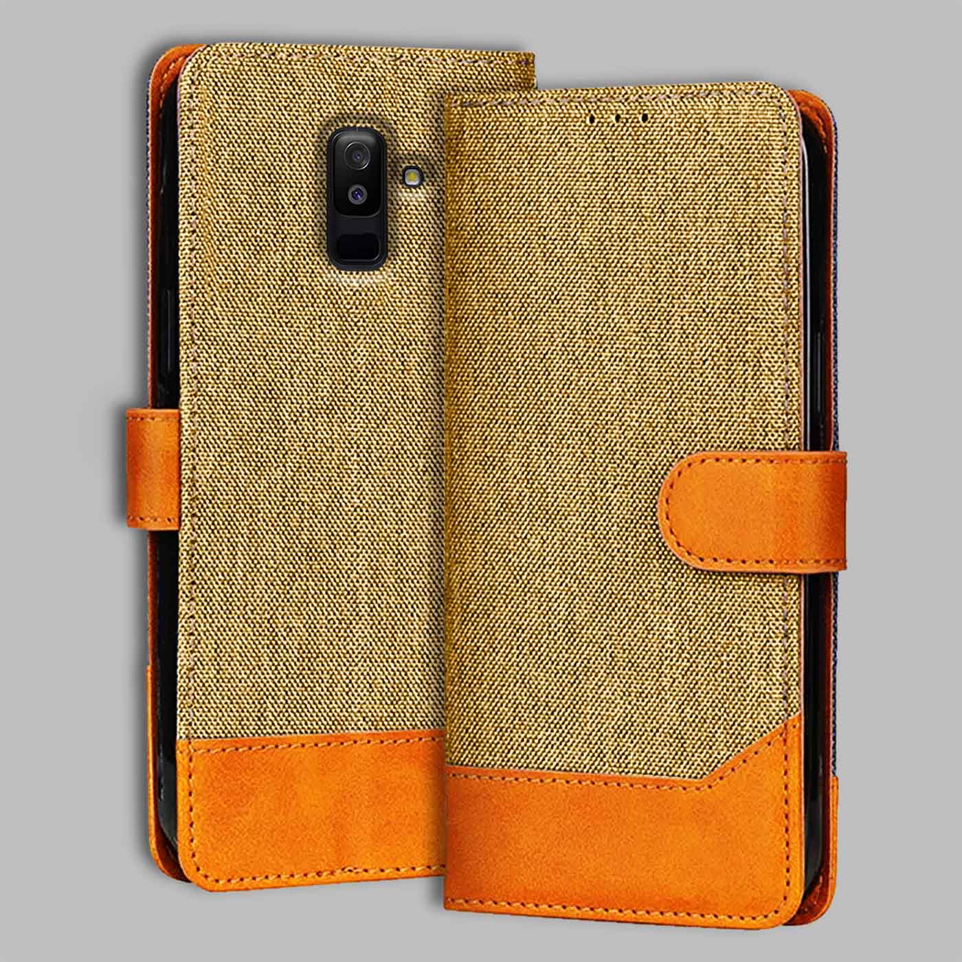 Accesorios Samsung A6 Plus denim flip cover – Light Brown – Image 1 #color_light b