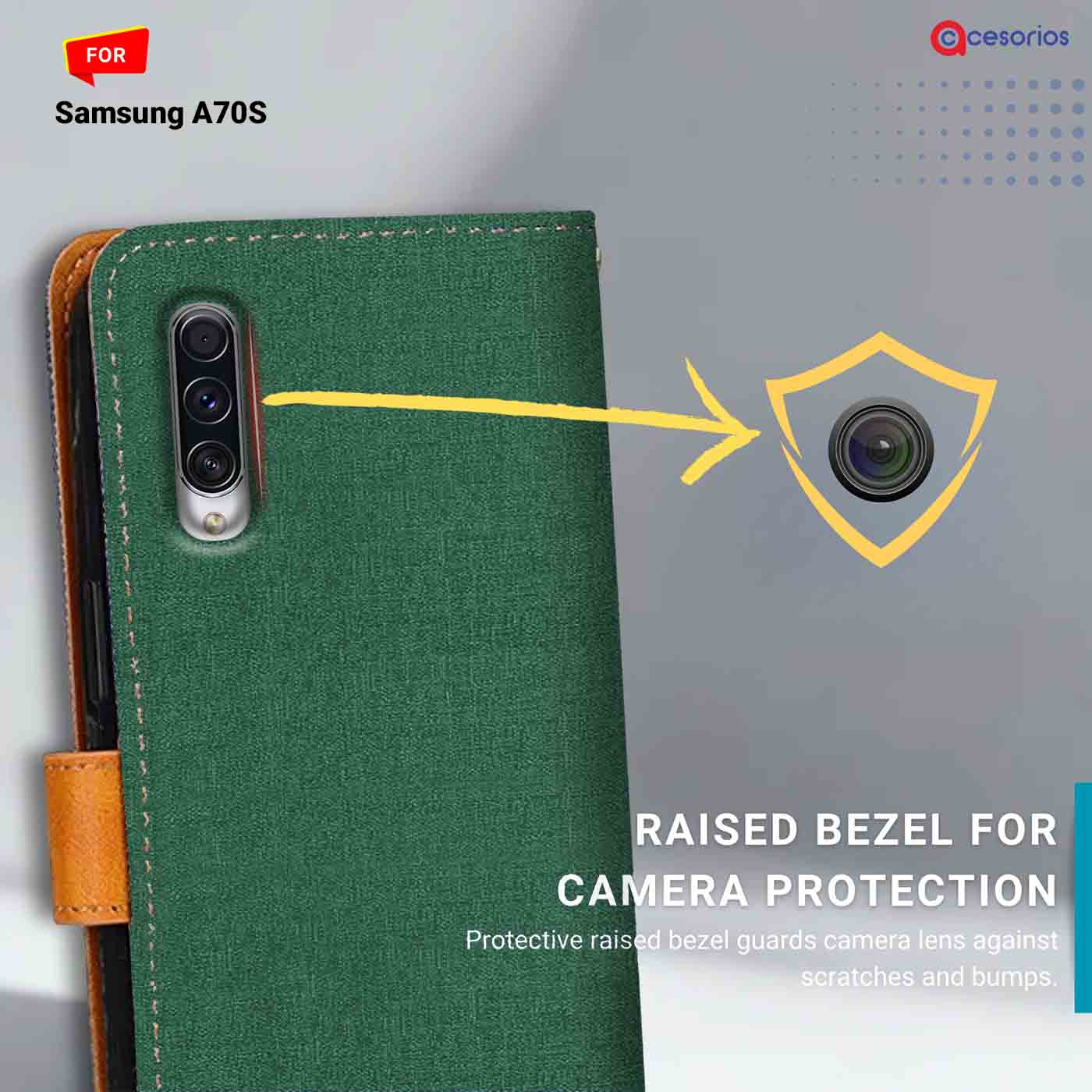 Canvas & Suede back panel — Samsung A70S in Green mobile case