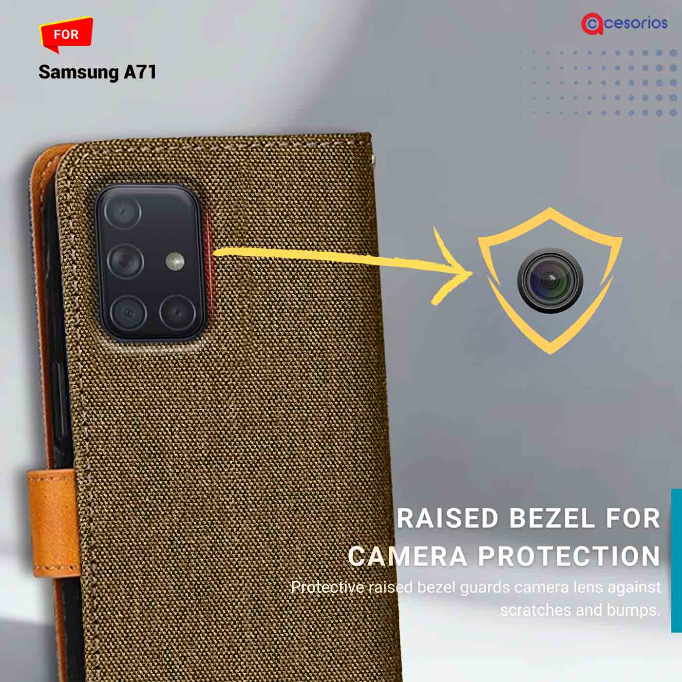 Accesorios Samsung A71 denim flip cover – Dark Brown – Image 2 #color_dark b