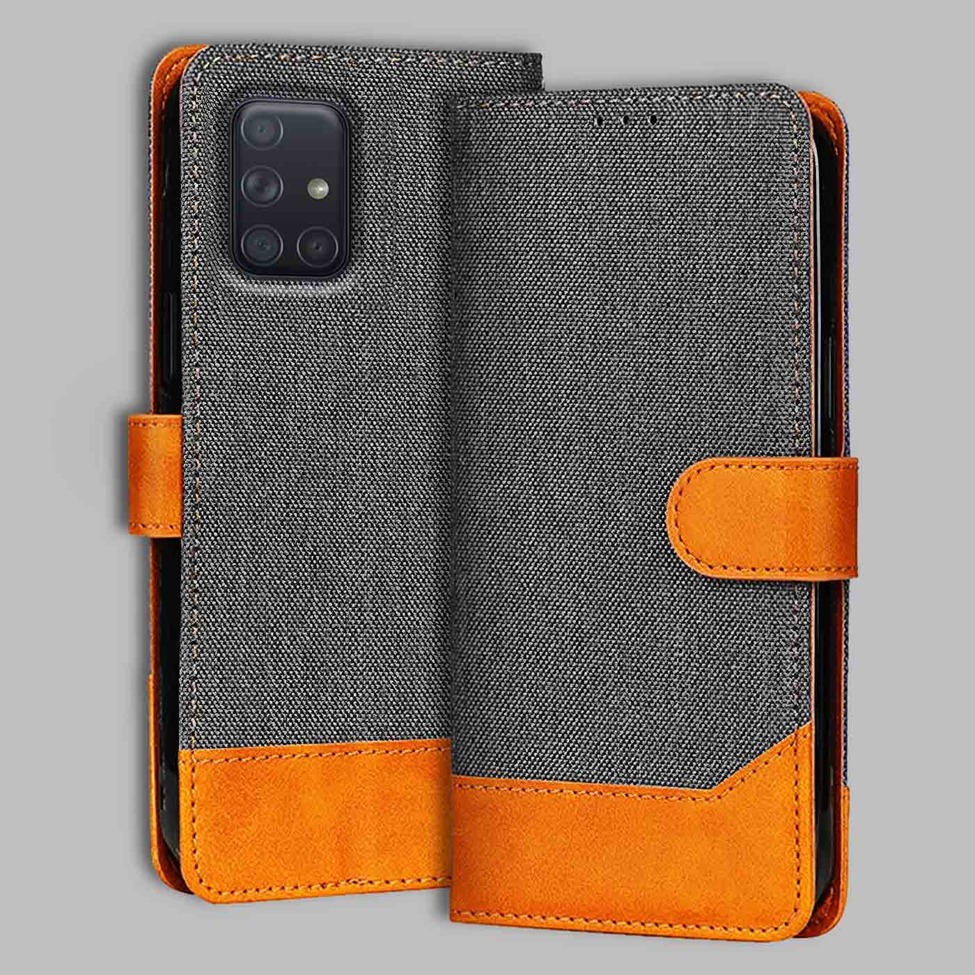 Accesorios Samsung A71 denim flip cover – Grey – Image 1 #color_