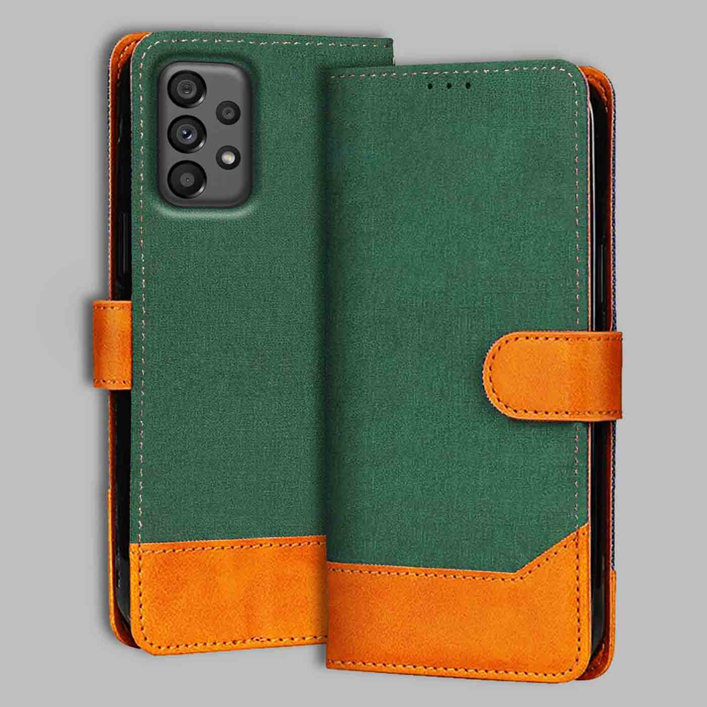 Samsung A73 5G flip cover in Green — front view by Accesorios