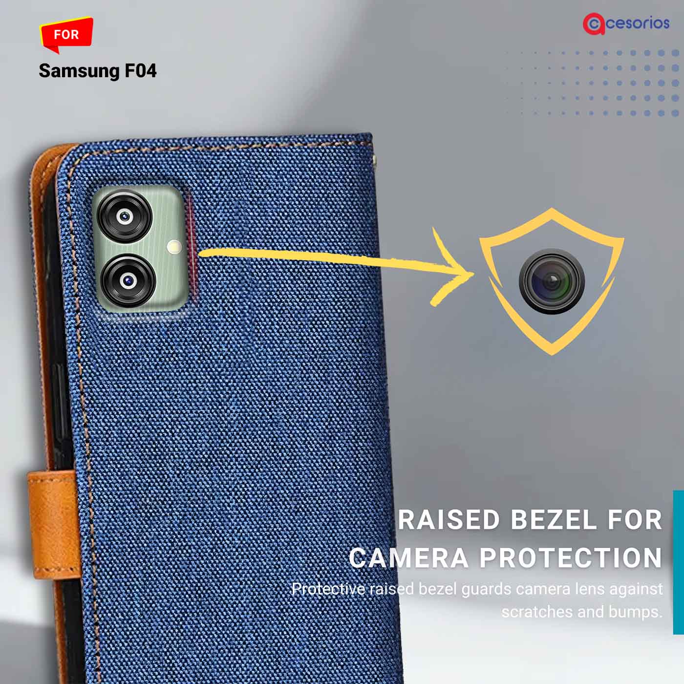 Accesorios Samsung F04 denim flip cover – Blue – Image 2 #color_