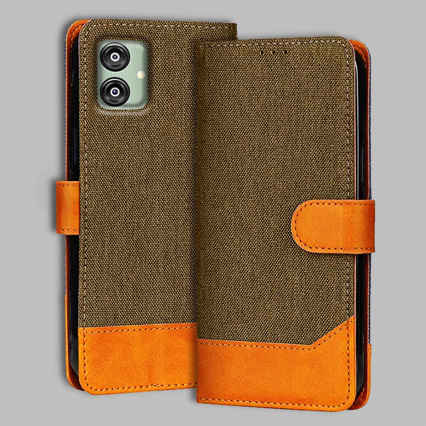 Accesorios Samsung F04 denim flip cover – Dark Brown – Image 1 #color_dark b