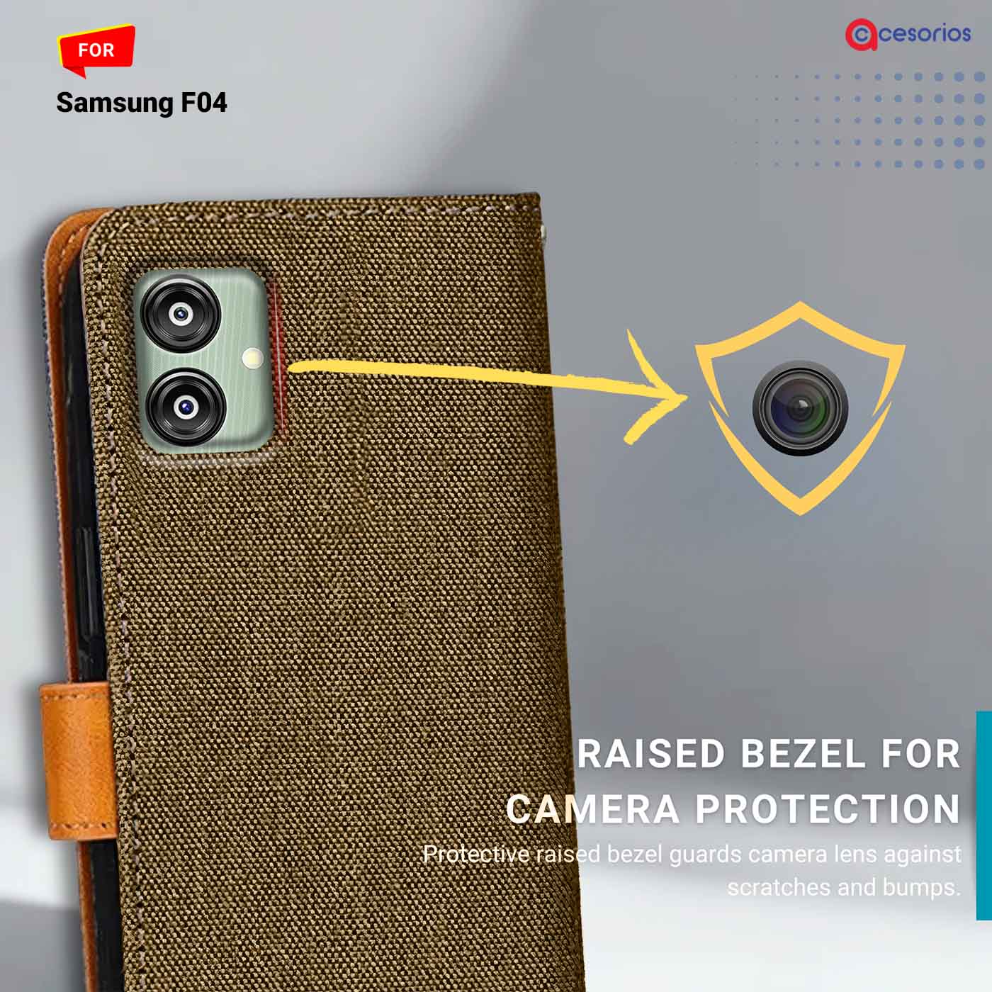 Accesorios Samsung F04 denim flip cover – Dark Brown – Image 2 #color_dark b