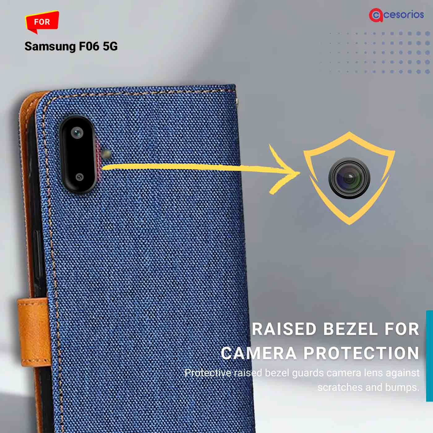 Accesorios Samsung F06 5G denim flip cover – Blue – Image 2 #color_