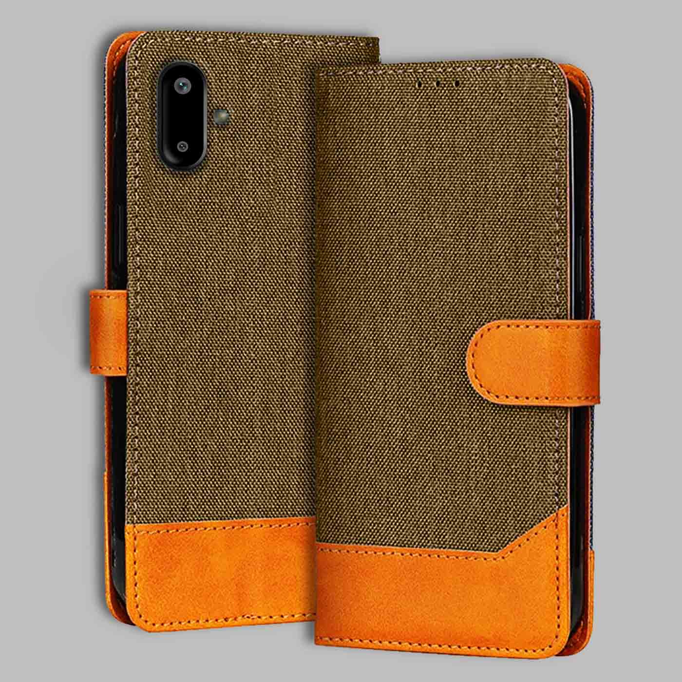 Accesorios Samsung F06 5G denim flip cover – Dark Brown – Image 1 #color_dark b