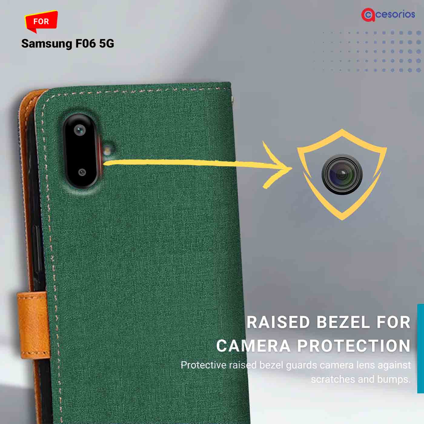 Canvas & Suede back panel — Samsung F06 5G in Green mobile case