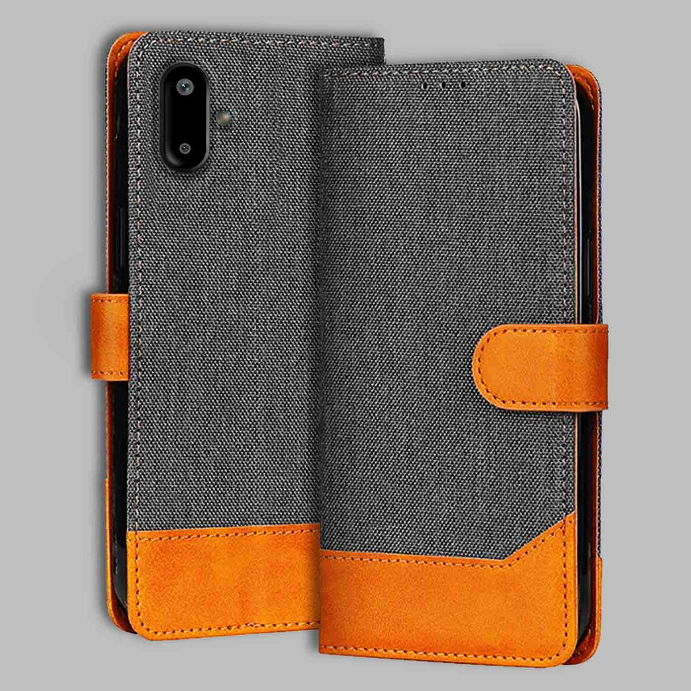Accesorios Samsung F06 5G denim flip cover – Grey – Image 1 #color_