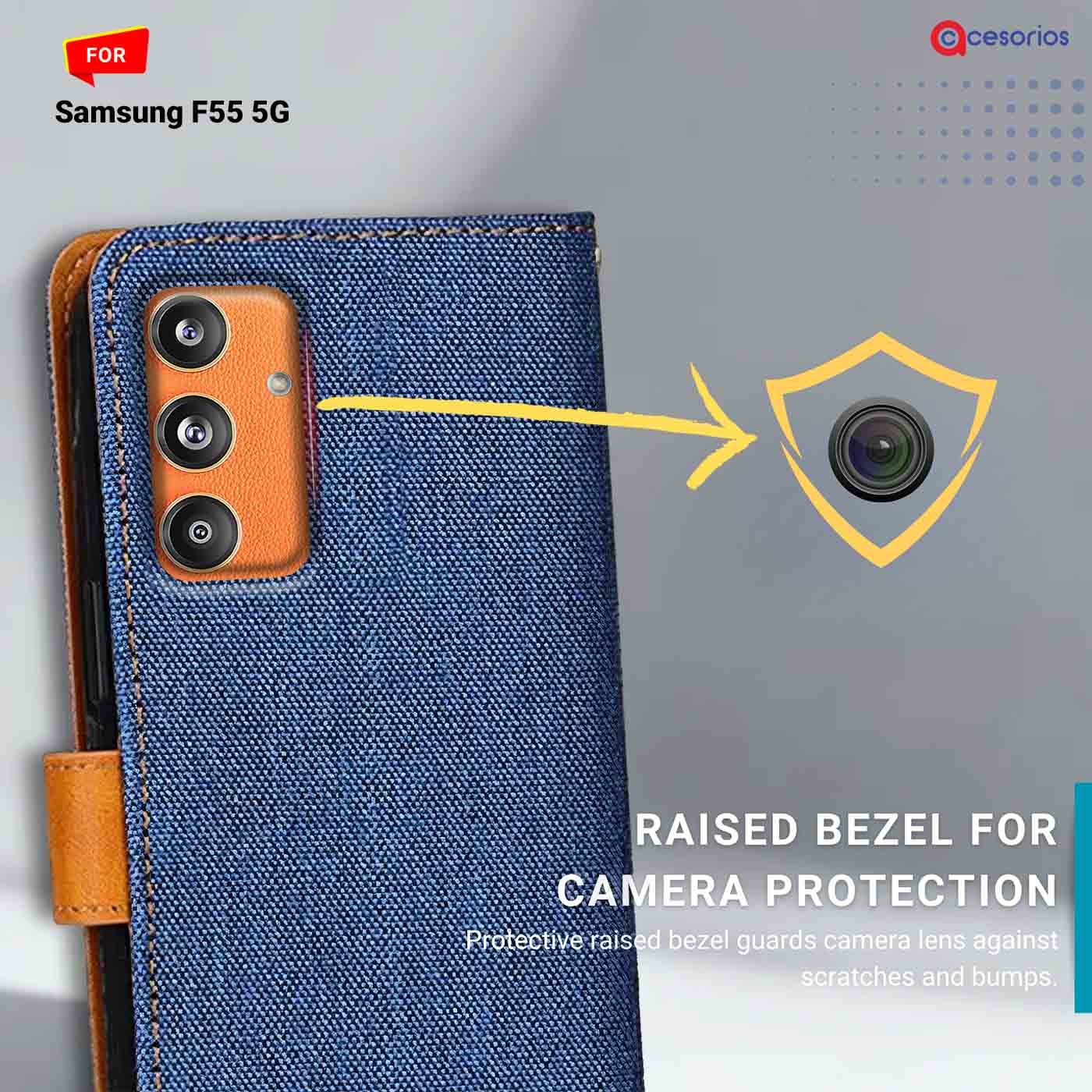 Accesorios Samsung F55 5G denim flip cover – Blue – Image 2 #color_