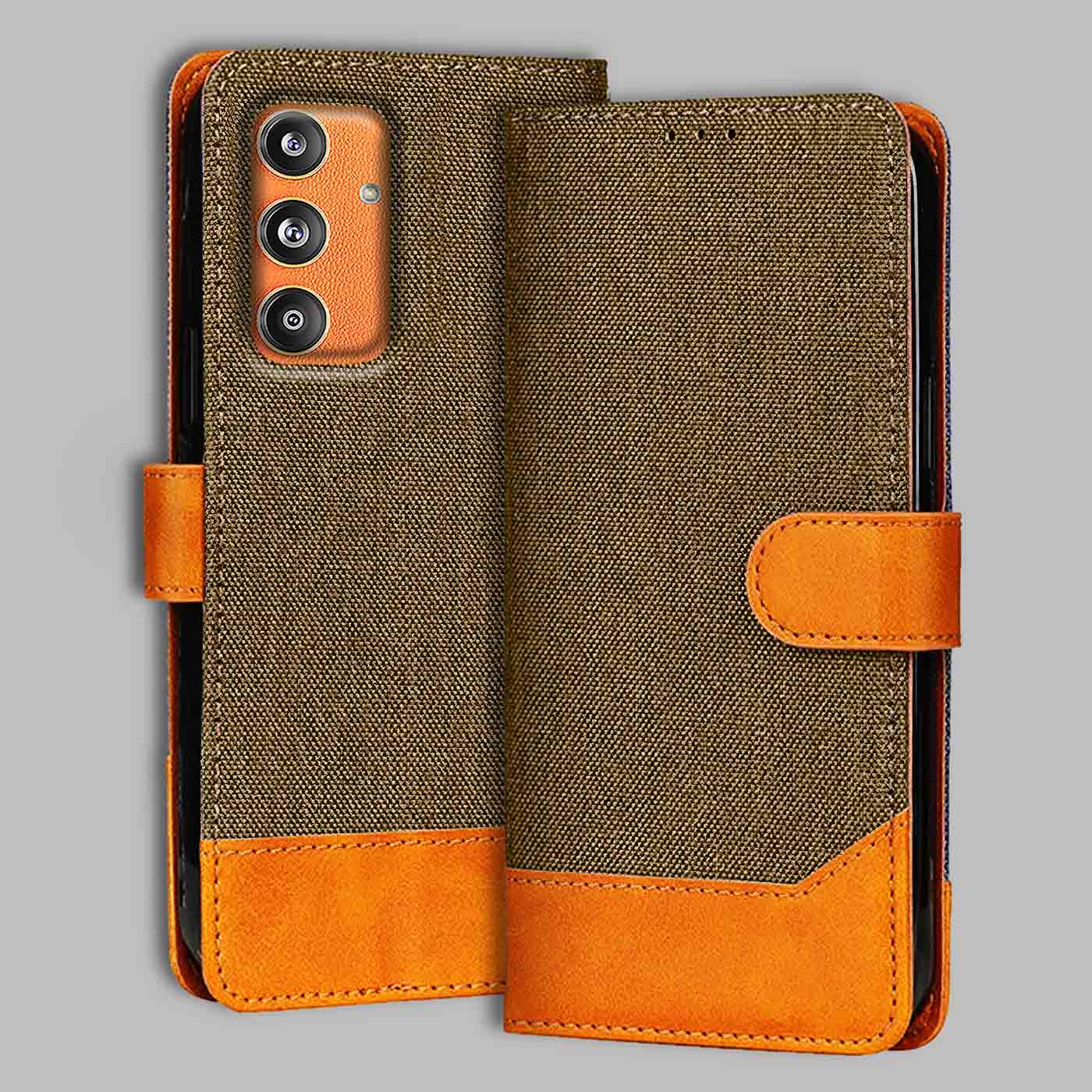 Accesorios Samsung F55 5G denim flip cover – Dark Brown – Image 1 #color_dark b