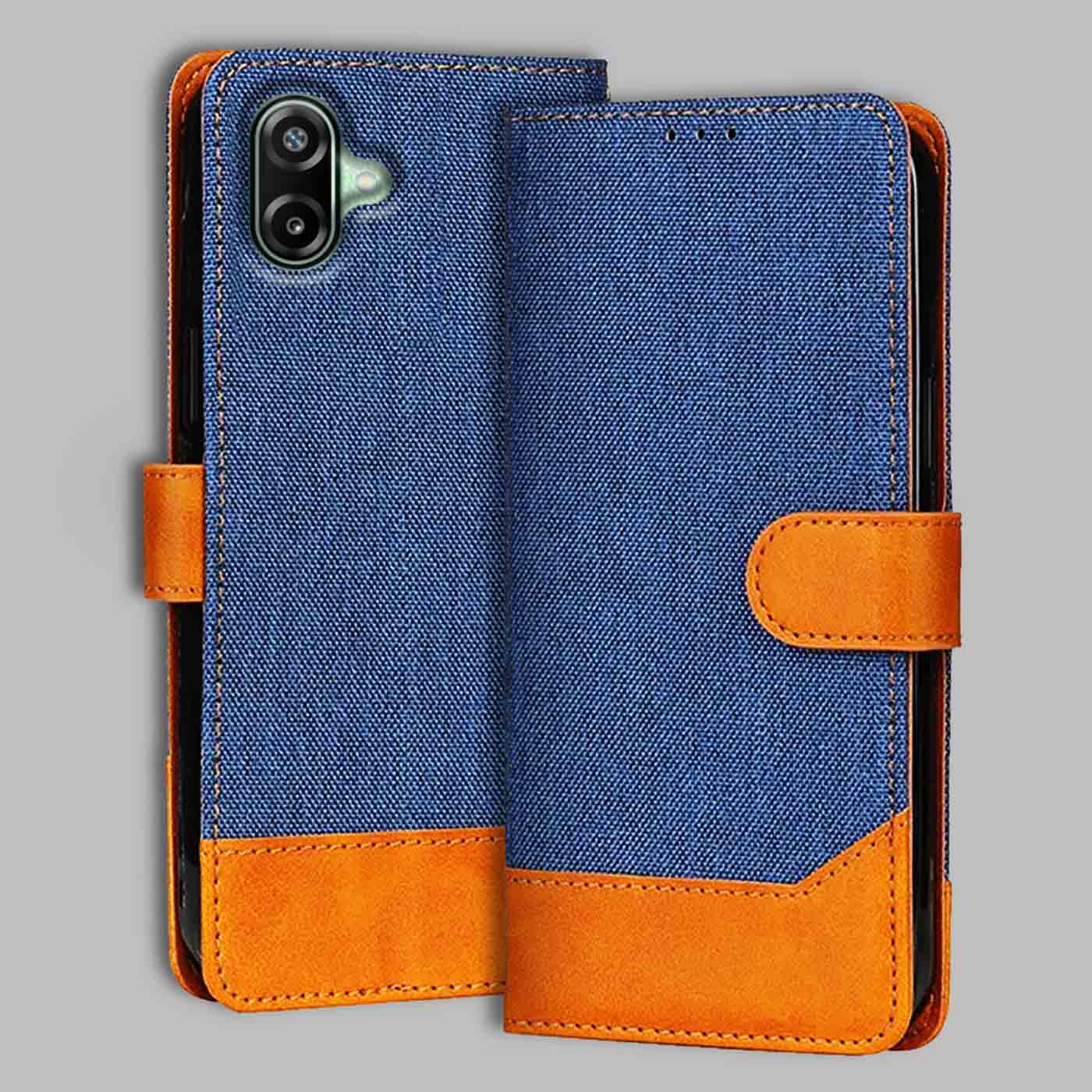 Samsung F70E 5G flip cover in Blue — front view by Accesorios