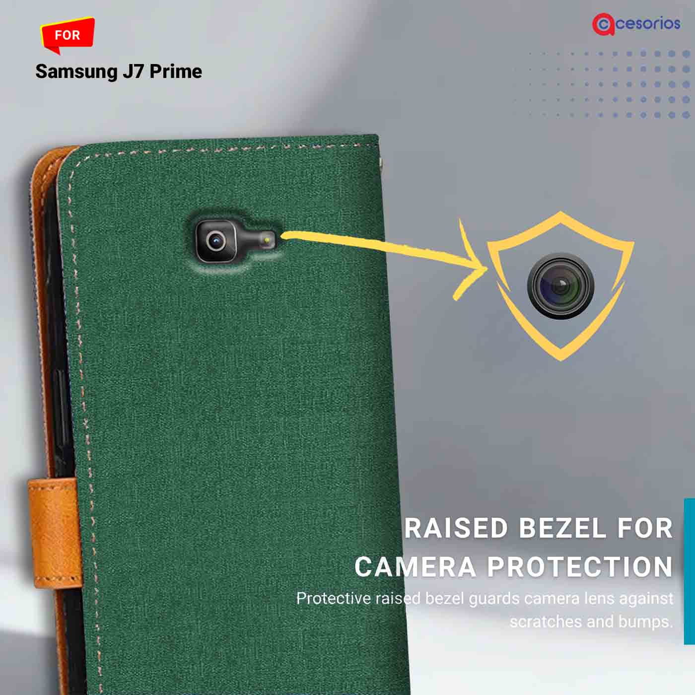 Canvas & Suede back panel — Samsung J7 Prime in Green mobile case