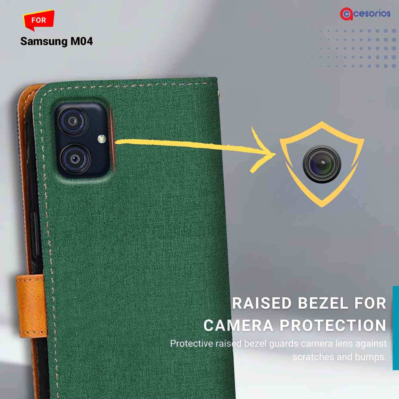 Canvas & Suede back panel — Samsung M04 in Green mobile case