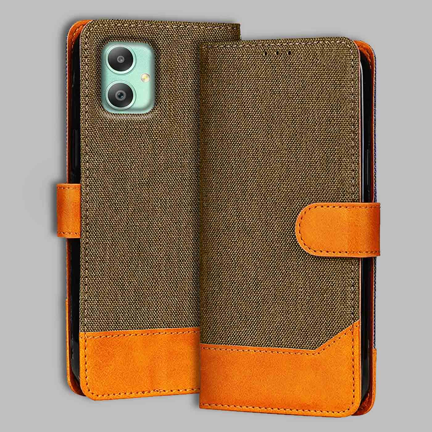 Accesorios Samsung M05 denim flip cover – Dark Brown – Image 1 #color_dark b