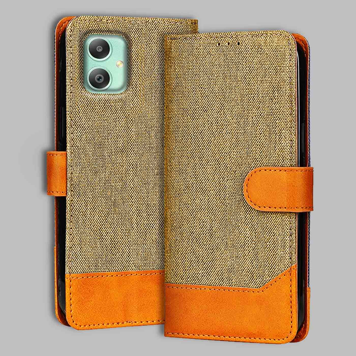 Accesorios Samsung M05 denim flip cover – Light Brown – Image 1 #color_light b