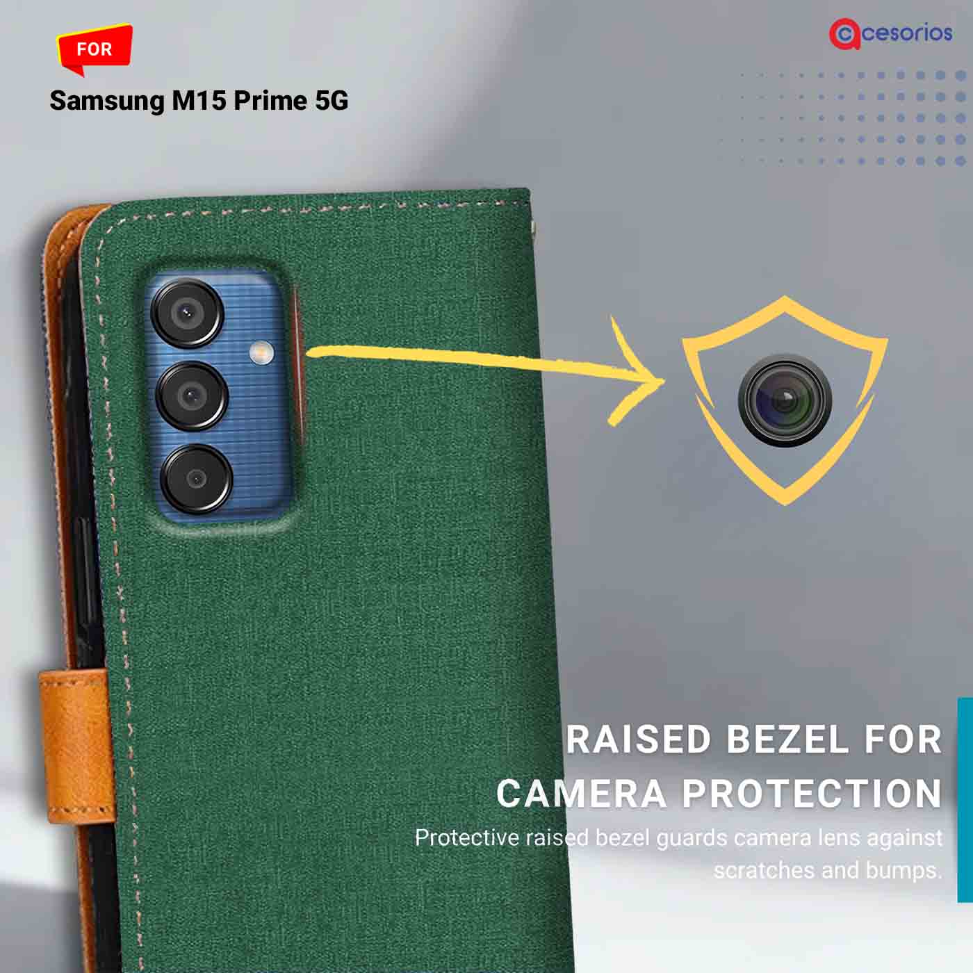 Canvas & Suede back panel — Samsung M15 Prime 5G in Green mobile case