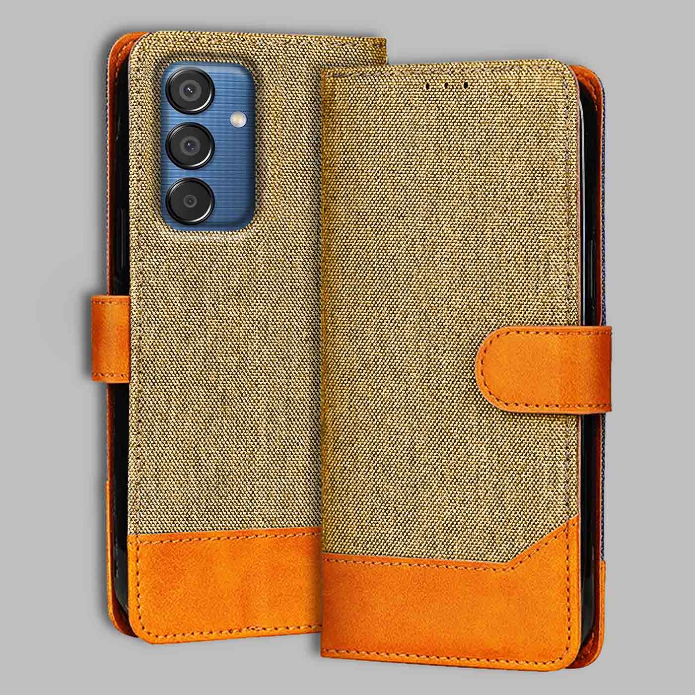 Accesorios Samsung M15 Prime 5G denim flip cover – Light Brown – Image 1 #color_light b