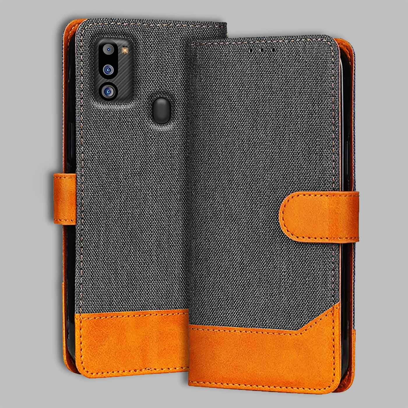 Accesorios Samsung M21 2021 denim flip cover – Grey – Image 1 #color_