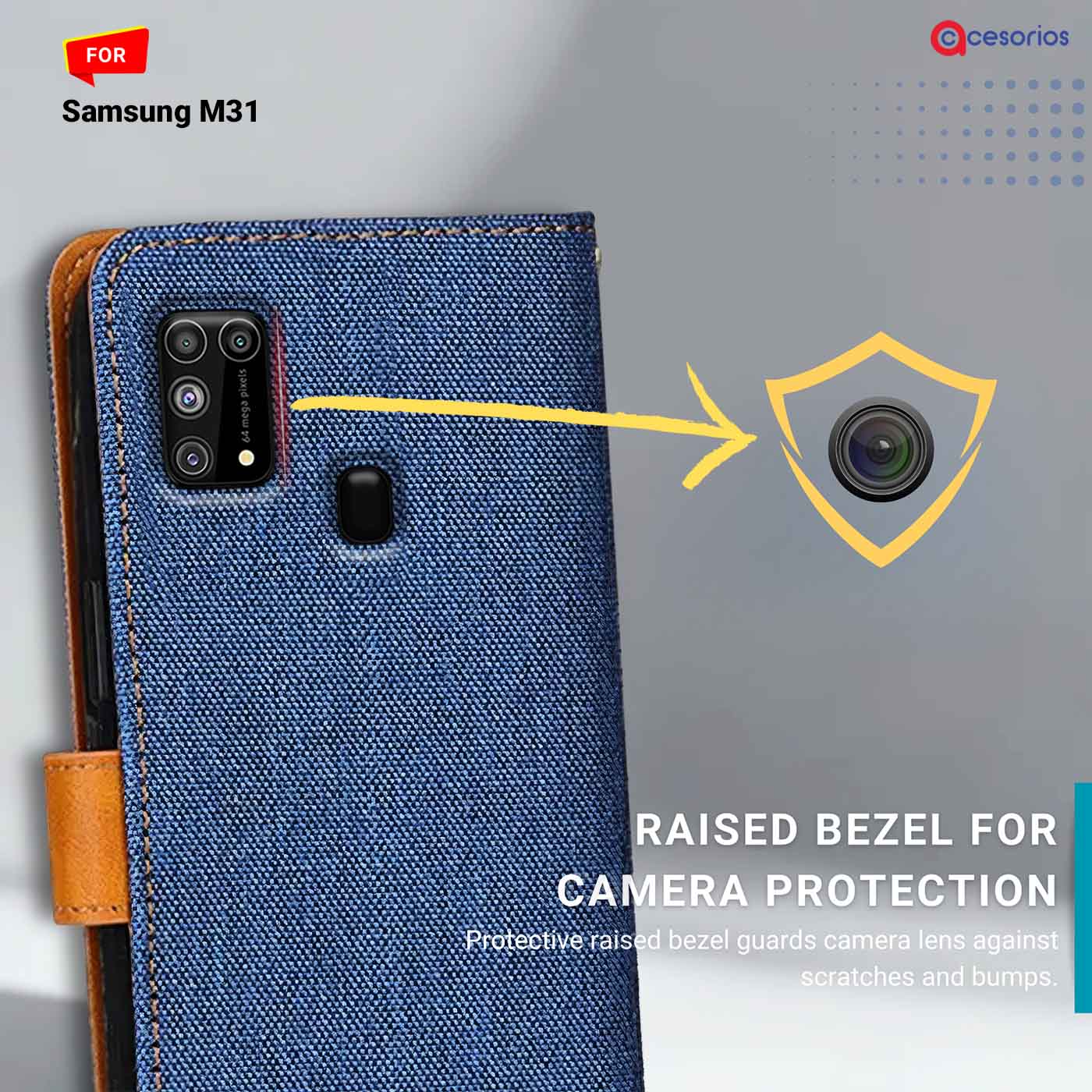 Accesorios Samsung M31 denim flip cover – Blue – Image 2 #color_