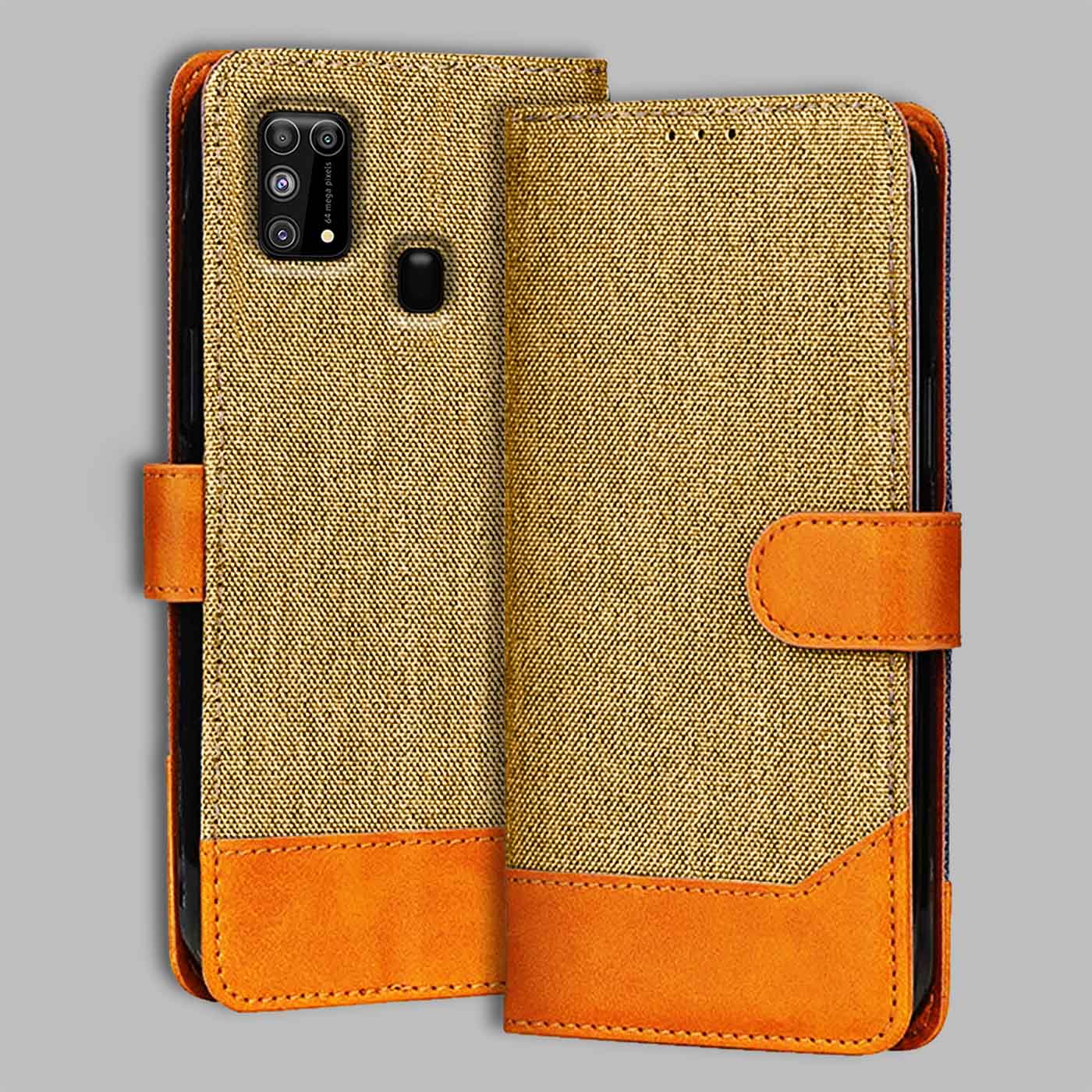 Accesorios Samsung M31 denim flip cover – Light Brown – Image 1 #color_light b