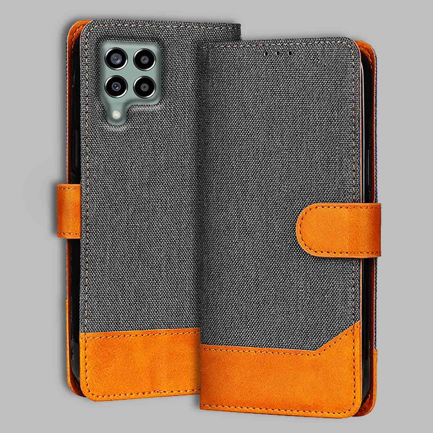 Accesorios Samsung M33 5G denim flip cover – Grey – Image 1 #color_