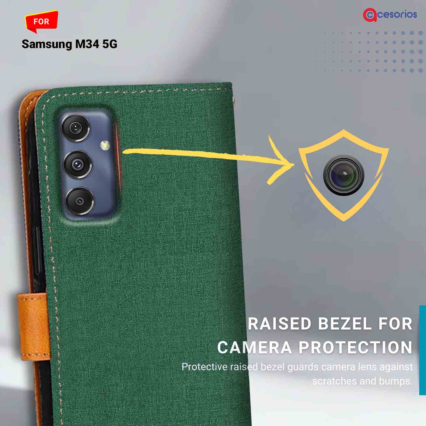 Canvas & Suede back panel — Samsung M34 5G in Green mobile case