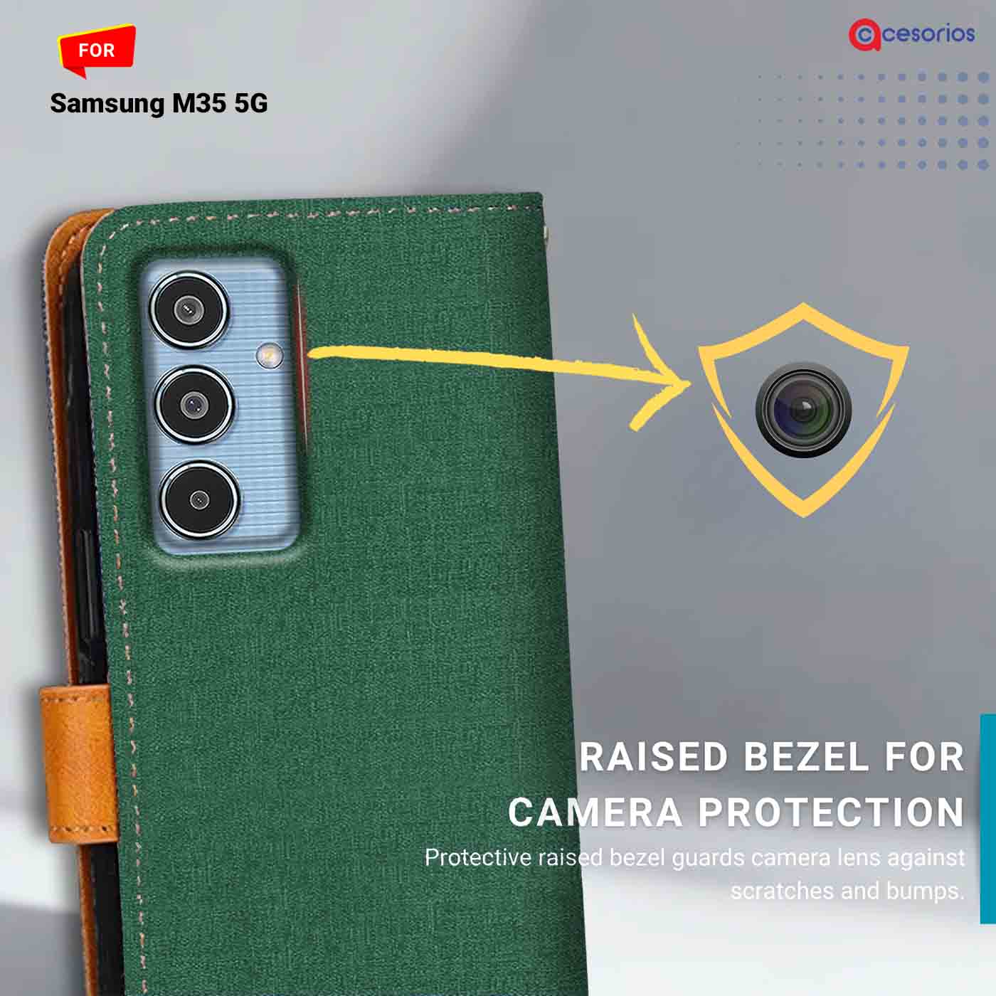 Canvas & Suede back panel — Samsung M35 5G in Green mobile case