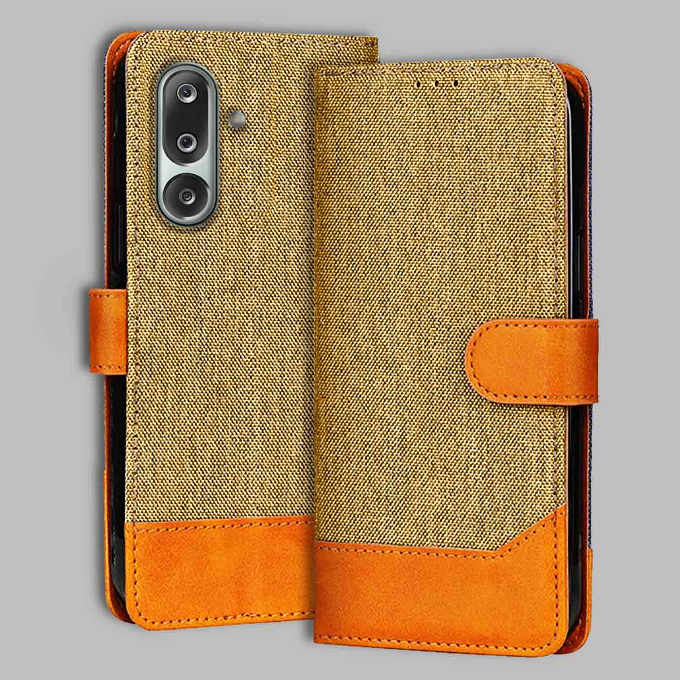 Accesorios Samsung M36 5G denim flip cover – Light Brown – Image 1 #color_light b