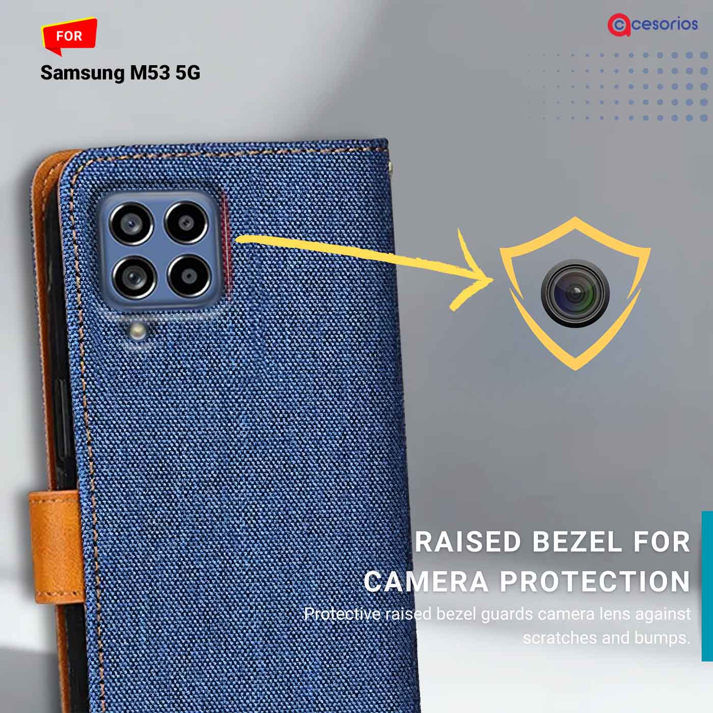 Accesorios Samsung M53 5G denim flip cover – Blue – Image 2 #color_