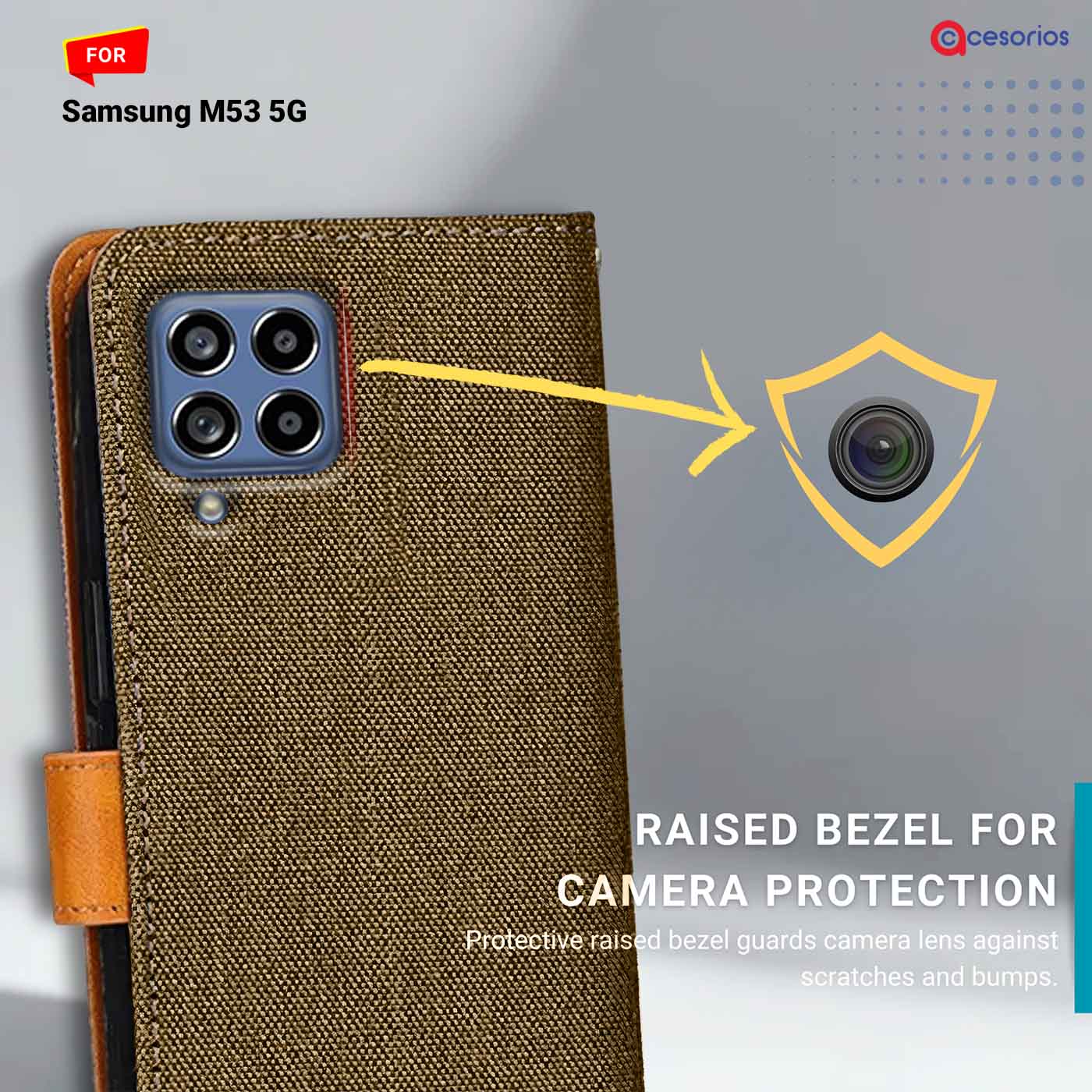 Accesorios Samsung M53 5G denim flip cover – Dark Brown – Image 2 #color_dark b