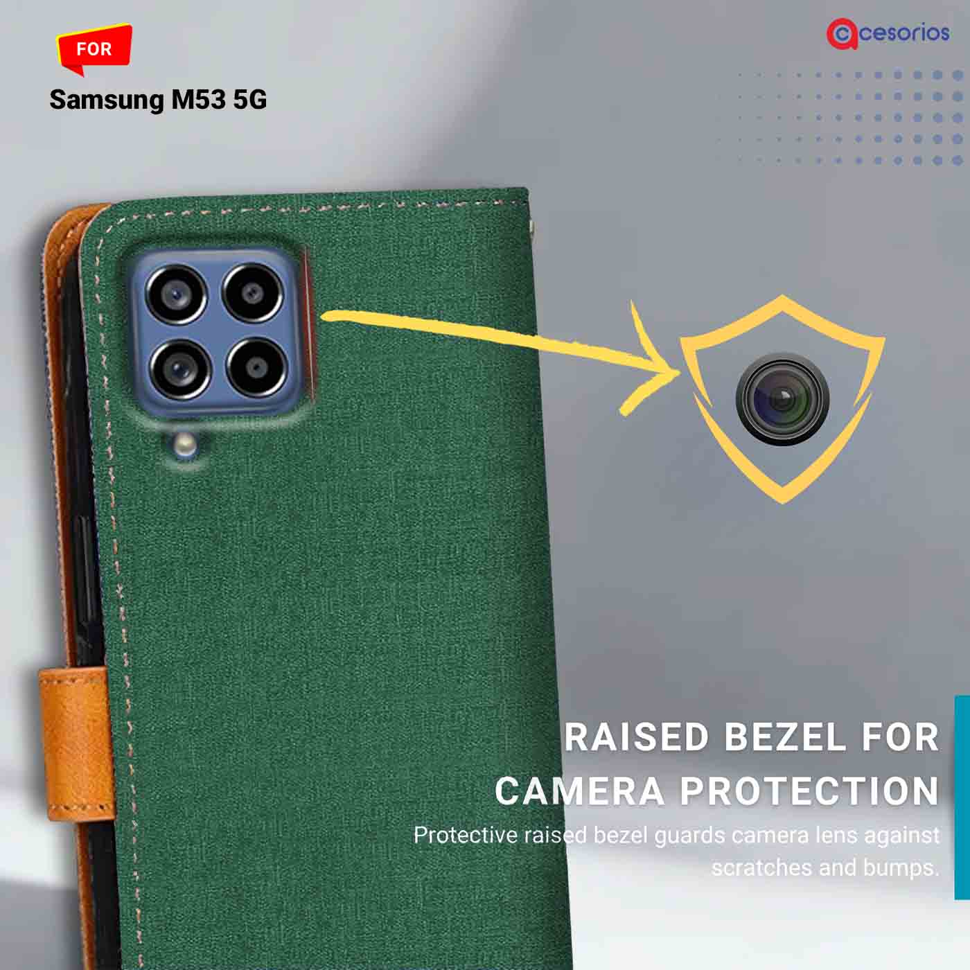 Canvas & Suede back panel — Samsung M53 5G in Green mobile case