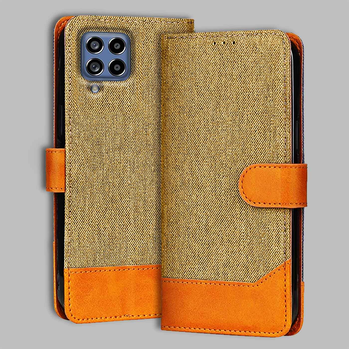 Accesorios Samsung M53 5G denim flip cover – Light Brown – Image 1 #color_light b