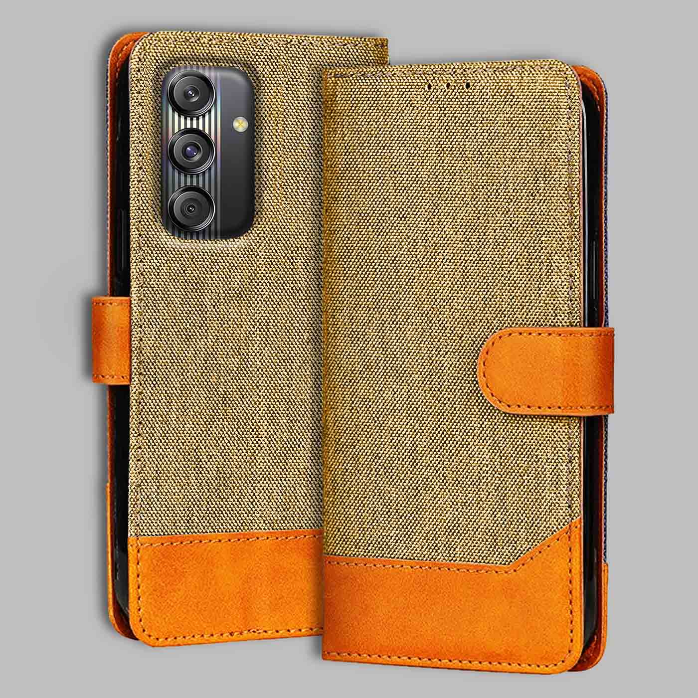Accesorios Samsung M55S 5G denim flip cover – Light Brown – Image 1 #color_light b