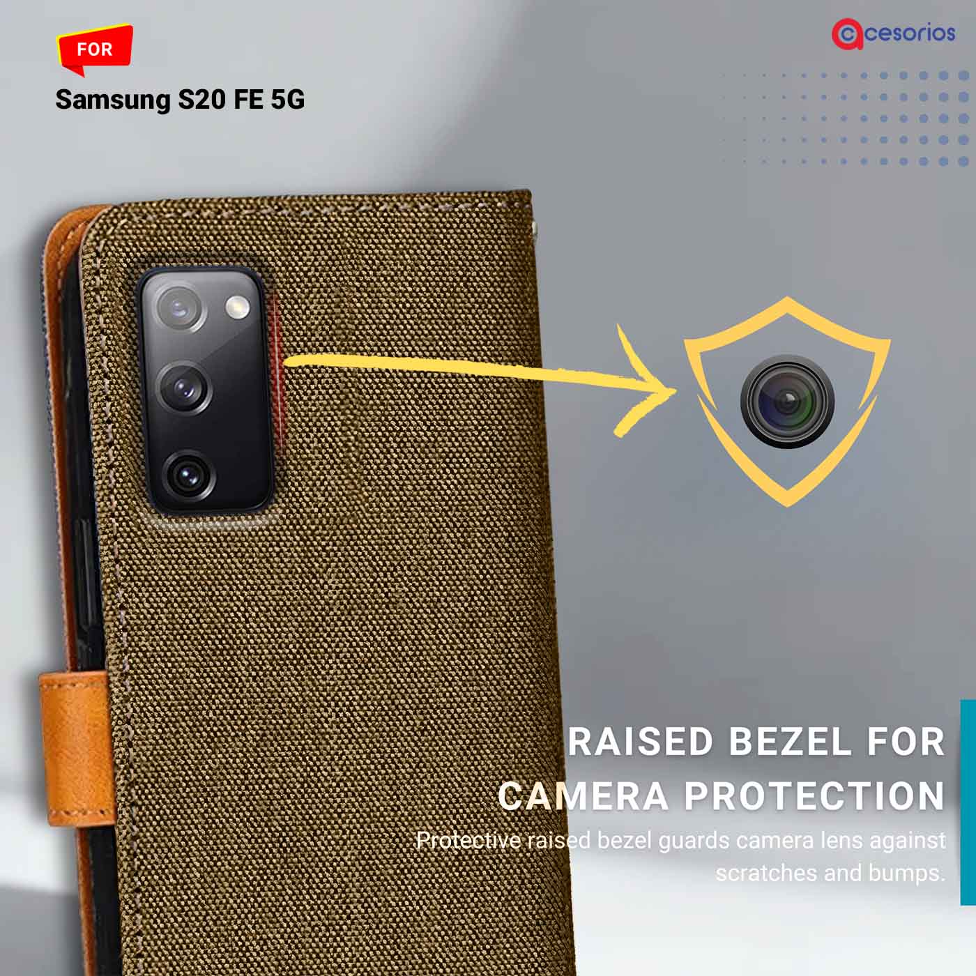 Accesorios Samsung S20 Fe 5G denim flip cover – Dark Brown – Image 2 #color_dark b