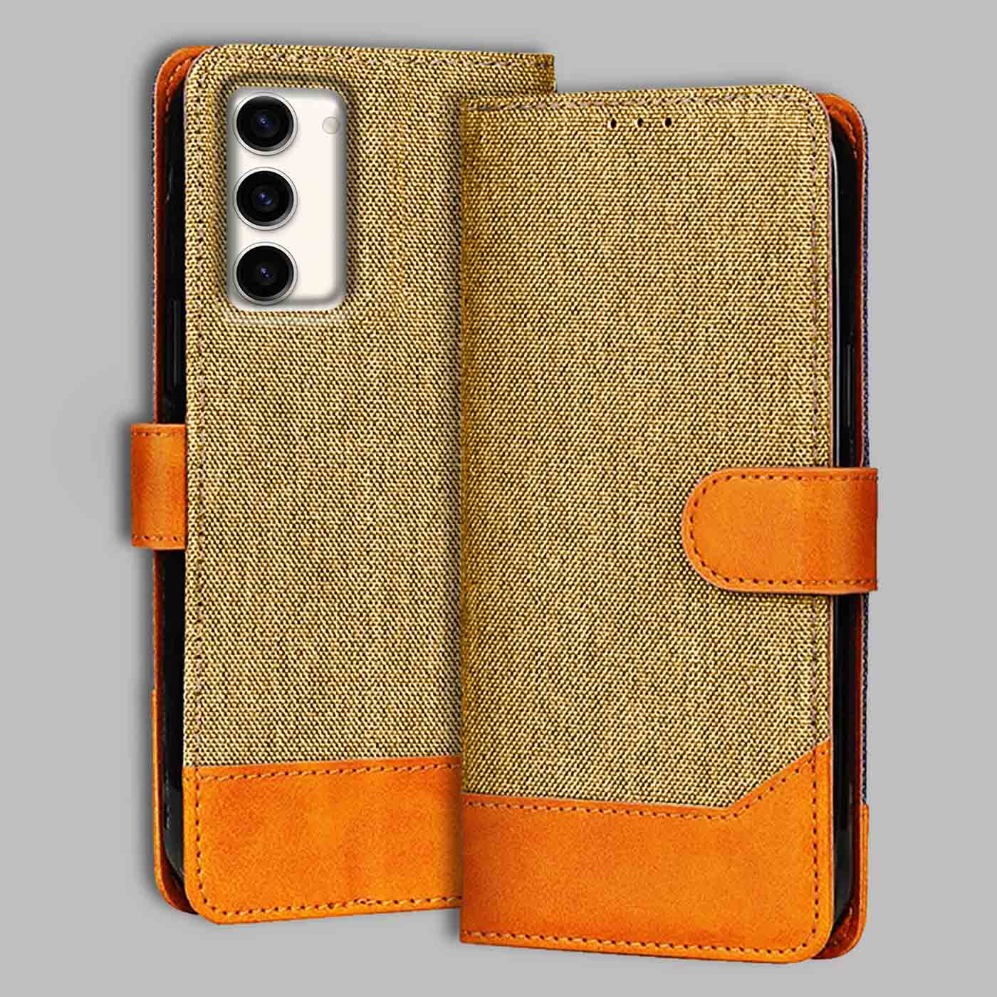 Accesorios Samsung S23 5G denim flip cover – Light Brown – Image 1 #color_light b