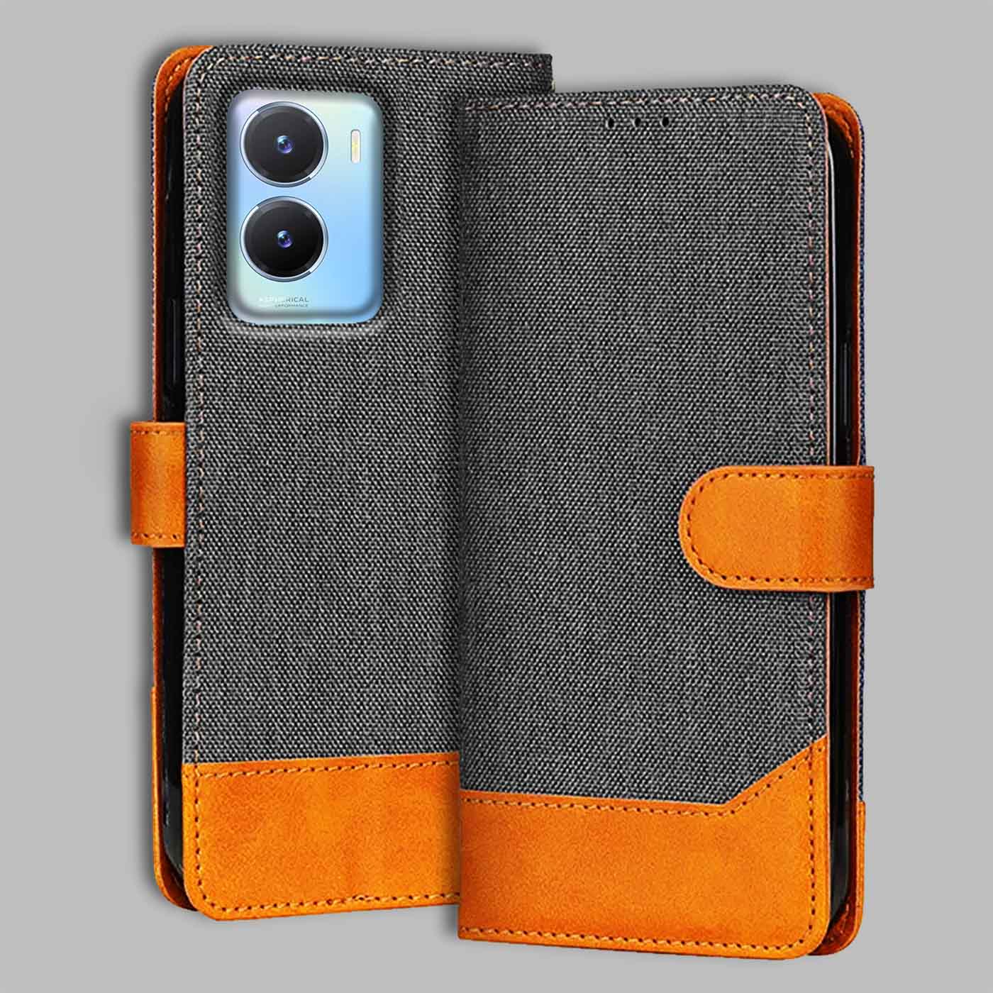 Accesorios Vivo T2X 5G denim flip cover – Grey – Image 1 #color_