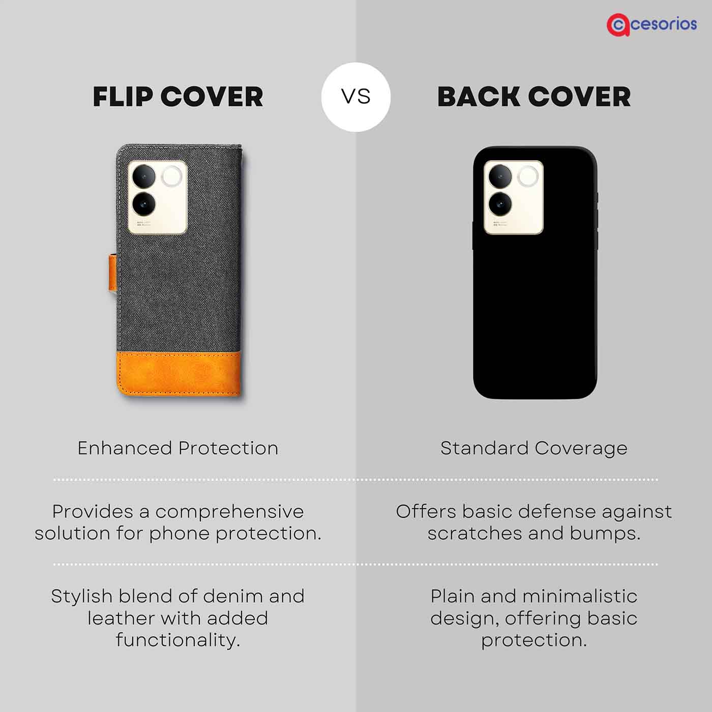 Accesorios Vivo T2 Pro 5G denim flip cover – Grey – Image 8 #color_