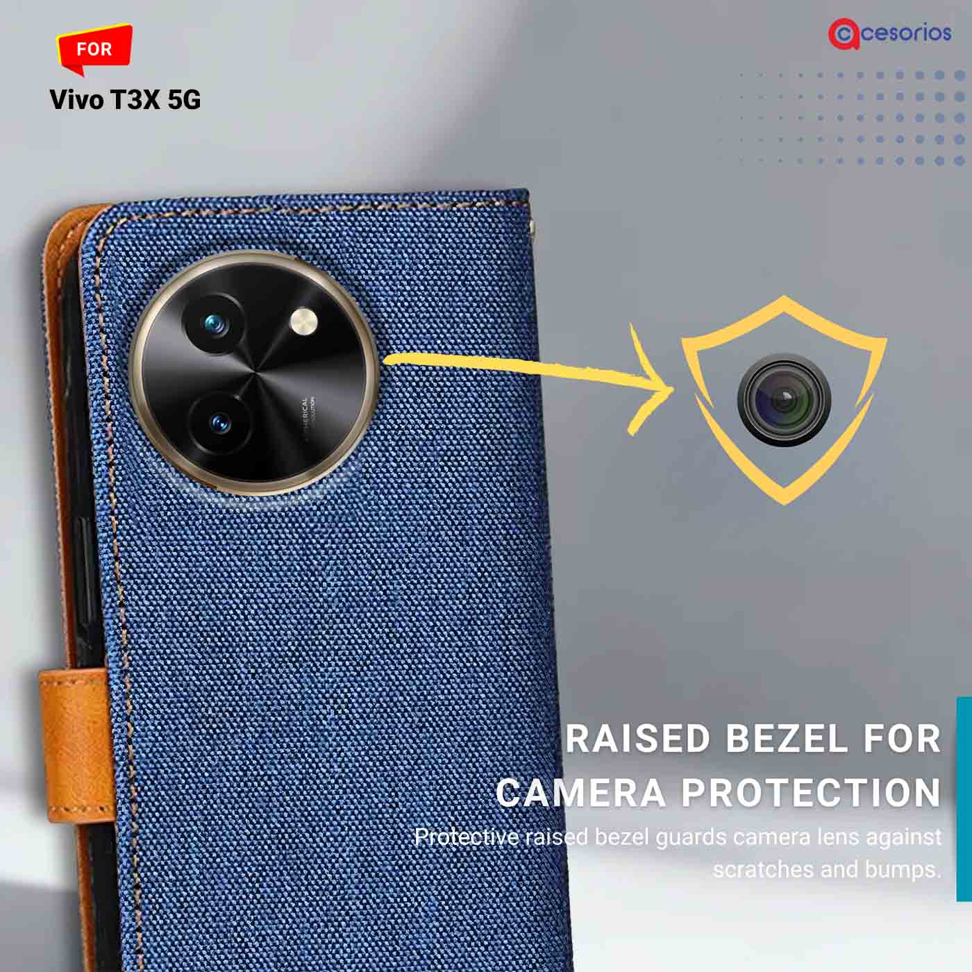 Accesorios Vivo T3X 5G denim flip cover – Blue – Image 2 #color_