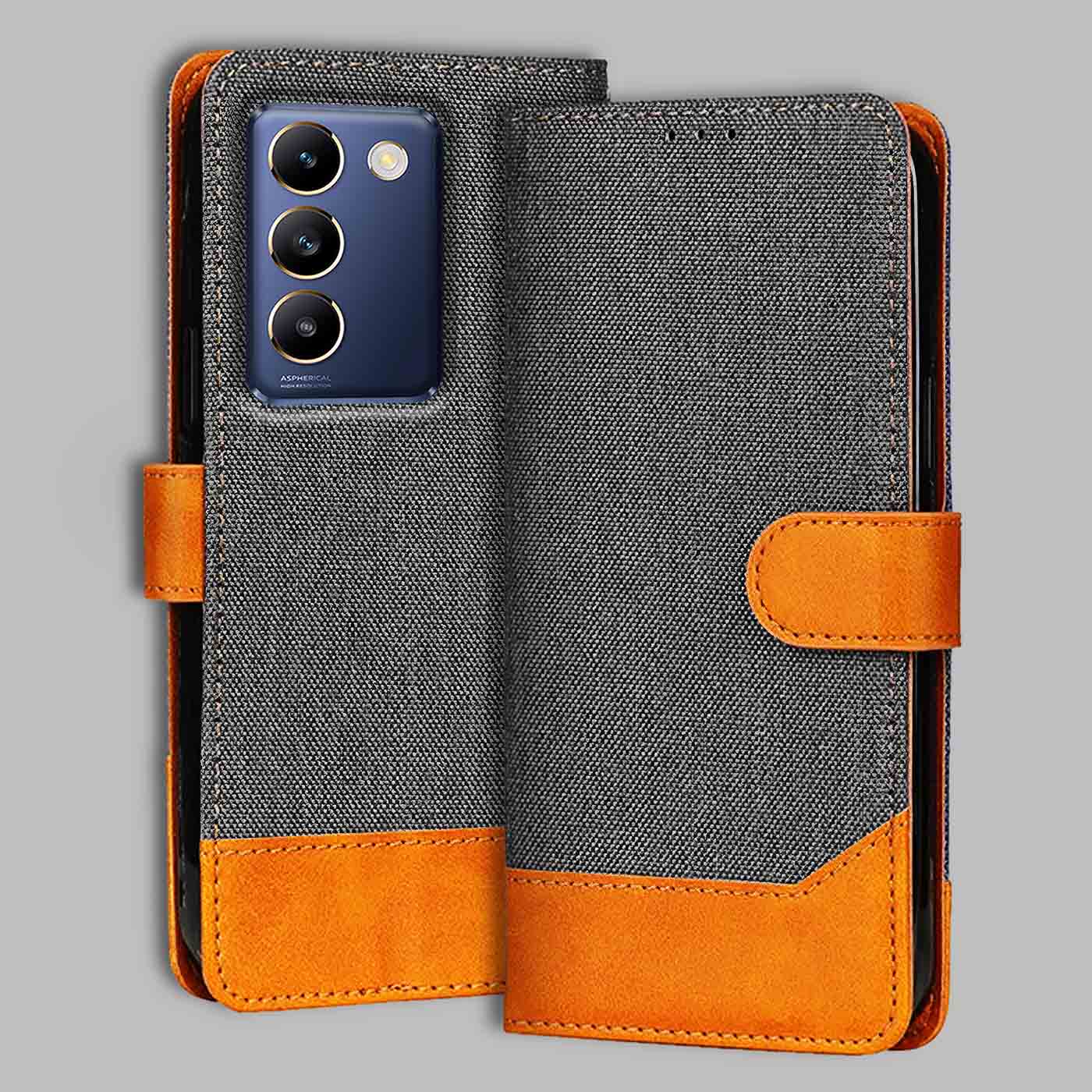 Accesorios Vivo T3 5G denim flip cover – Grey – Image 1 #color_