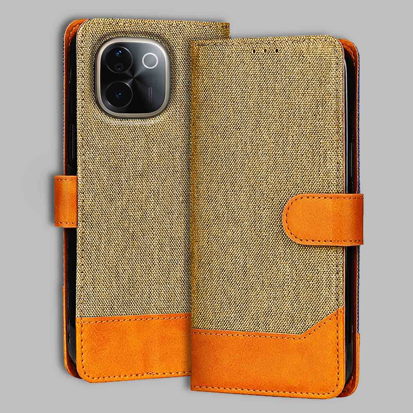 Accesorios Vivo T3 Pro 5G denim flip cover – Light Brown – Image 1 #color_light b